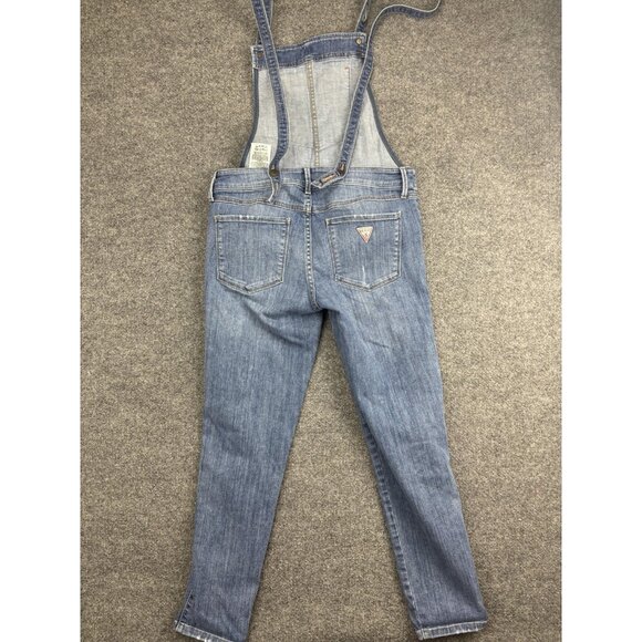 Guess Jeans Jeans Womens 27 Blue Distressed Ripped Denim Bib Overalls Skinny Leg - Picture 8 of 8